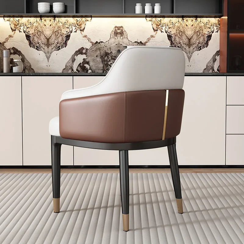 Italian Luxury Dining Chairs Leather Unique  Hotel Terrace Single Chair Minimalist Armrests Fauteuil Salon Living Room Furniture