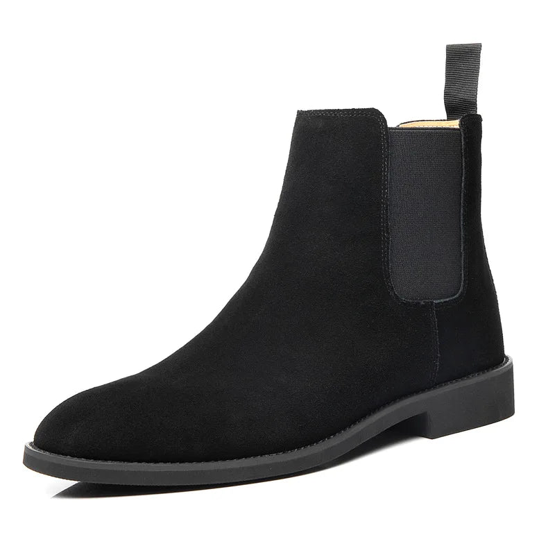 Men's Retro Suede Genuine Leather Chelsea Boots Men Fashion Ankle Boot Mens Casual British Style Short Boots High-Top Shoes