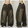 Y2K Fashion Baggy Jeans Denim Cargo Pants Womens Vintage Multi Pocket High Waist  New Harajuku Gothic Wide Trouser Streetwear