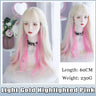 AS  Cosplay Wig With Bangs Synthetic Straight Hair 24 Inch Long Heat-Resistant Pink Wig For Women