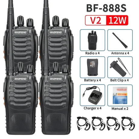 2/4PCS Baofeng BF-888S 12W Walkie Talkie Dual Band Portable Long Range Standby UHF 400-470MHz USB Ham Two Way Radio for Hunting