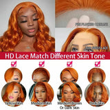 Sleek Ginger Orange 13x5 Brazilan Straight Lace Frontal Human Hair Wigs HD Lace Transparent Wig Natural Remy Glueless Lace Hair