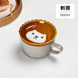 Creative Mug Cute Cartoon Animal Ceramic Mug with Lid Coffee Cup Breakfast Milk Cup Living Room Coffee Table Drinking Utensils