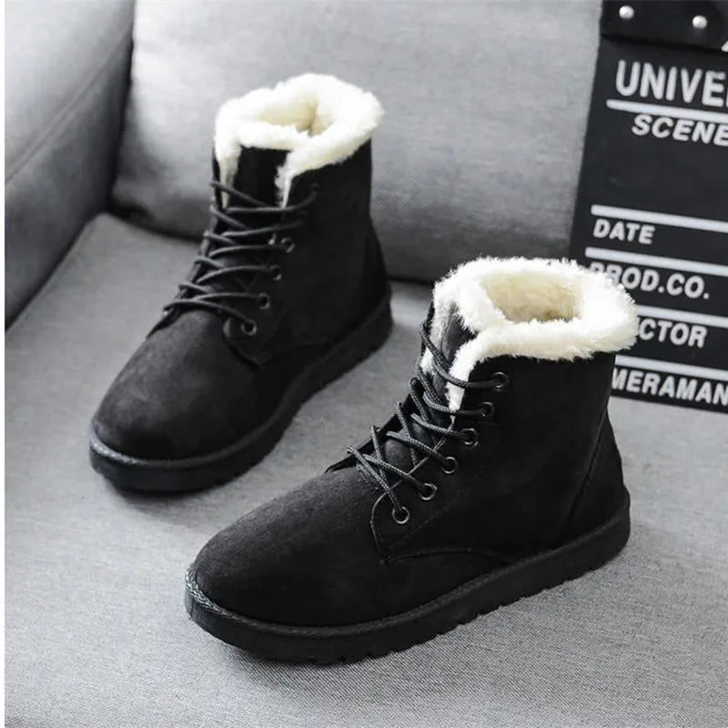 2022 New Fashion Women Boots Winter Snow Boots Female Boots Warm Lace Flat with Women Shoes Tide Shoes Hot Sale 35-40