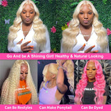 13x4 Body Wave 613 Honey Blonde Lace Front Human Hair Wig Remy Brazilian Colored 13x6 Hd Water Wave Lace Frontal Wigs for Women