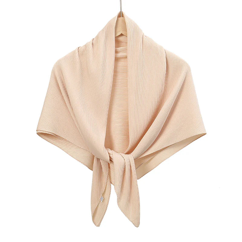 Maldives Wholesale Muslim Pleated Square Scarf Matt Silk Plain Hijab Women Crinkle Satin Headscarf Premium Soft Wrinkle Scarves