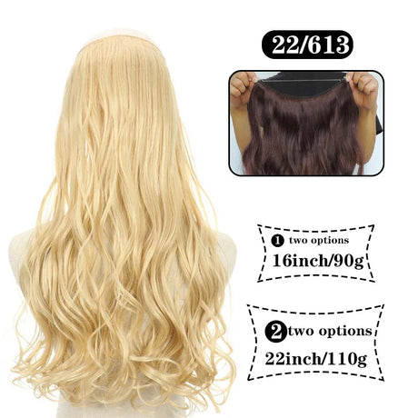 Hair Extensions No Clips Synthetic Fake Hair Ombre Pink Blonde Brown Black Natural Wavy Curly False Hair Piece For Woman