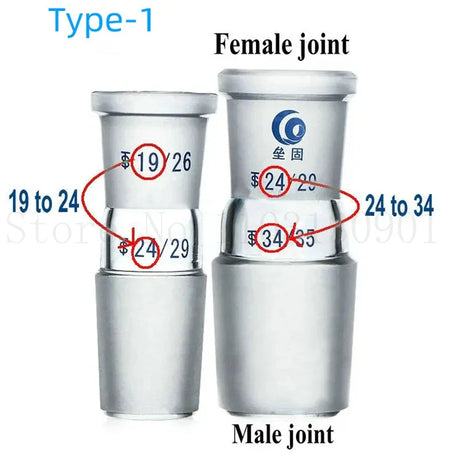 Lab Glass Adapter with 24*19/19*14/29*24/19*24/24*29 Female/male Connecting Glass Joint for Laboratory Supplies