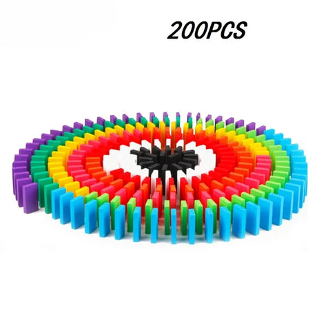 New Kids 100/300/500pcs Children Color Sort Rainbow Wood Domino Blocks Kits Early Bright Dominoes Games Educational Toys Gift