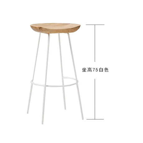 High Wood Stool Modern Minimalist High Chair Solid Wood Home Bar Stool Creative Bar Chair Cashier Counter Iron Art