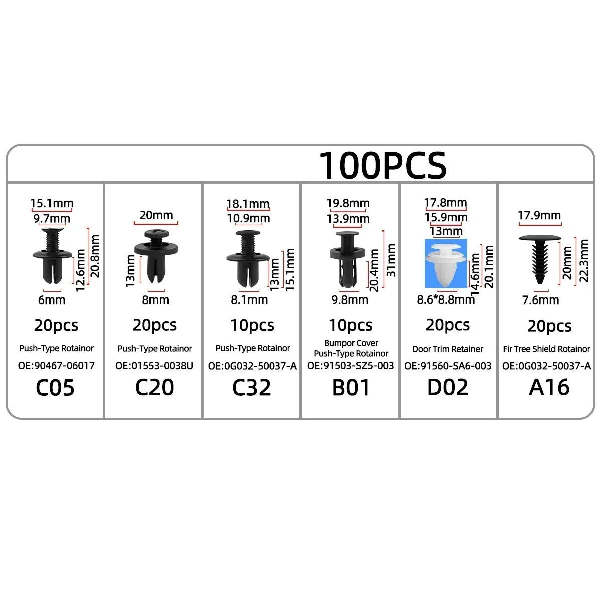 100/415/680PCS Car Fastener Clips Mixed Car Fasteners Door Trim Panel Auto Bumper Rivet Retainer Push Engine Cover Fender Clip