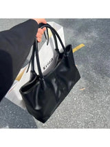 Simple White Shoulder Bag 2023 Women's PU Leather Soft Underarm Tote Bag School Large Capacity Bag Full Student Shopping Handbag