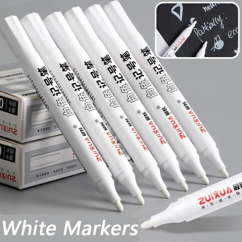 5 Pack White Comics Waterproof Marker Tire Marker Permanent Marker Painting Supplies Stationery Office Supplies