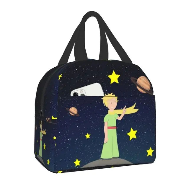 Custom The Little Prince Birds And Stars Lunch Bag Men Women Thermal Cooler Insulated Lunch Box for Adult Office