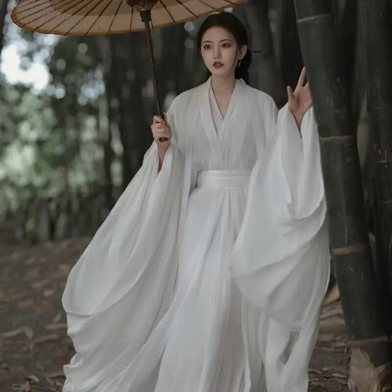 White Hanfu Dress Women Ancient Chinese Hanfu Female Halloween Fairy Cosplay Costume 2023 Summer Dress Hanfu Dress Plus Size