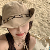 Outdoor Sunscreen Cowboy Hat Big Headband Fisherman Hat Sun Hat Hiking Hat Unisex Hiking Girls Japanese Summer