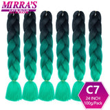 24inch Jumbo Braids Synthetic Hair For Box Braid Ombre Braiding Hair Extensions Three Tone Black Brown Blue Pink Mirra’s Mirror