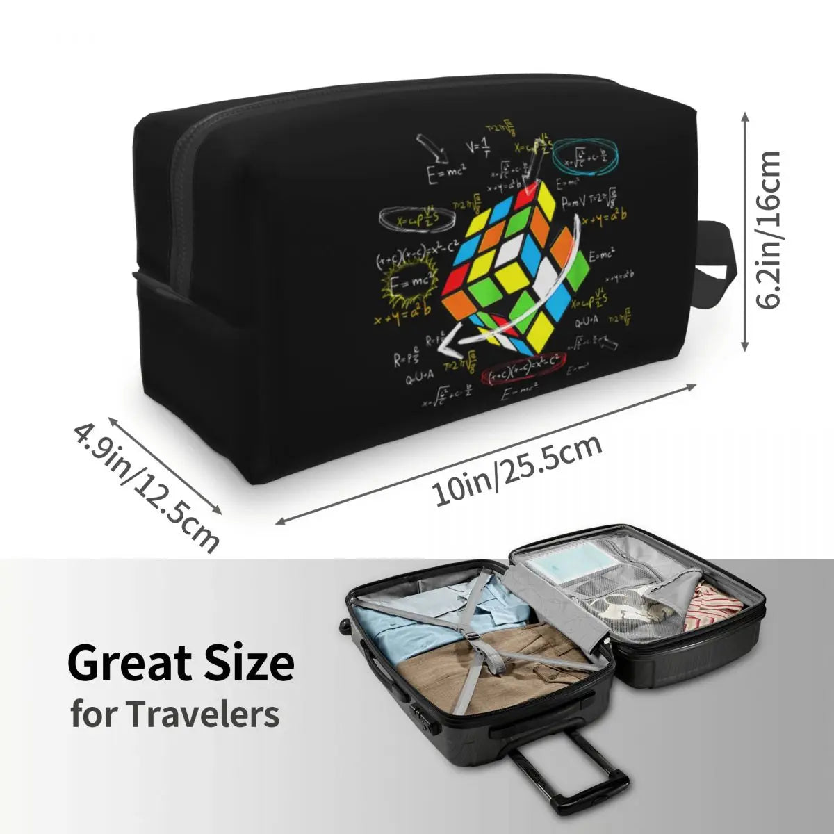 Math Rubik Rubix Cube Caps Cosmetic Bag Women Fashion Big Capacity Makeup Case Beauty Storage Toiletry Bags