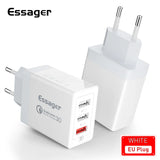 Essager 30W USB Charger Quick Charge 3.0 For iPhone 14 Samsung Xiaomi 3 Port Multi Plug Wall Mobile Phone Fast Charging