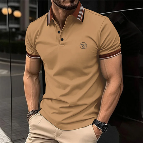 Solid Color Versatile Boutique Men's polo shirt Business Casual Street Trend Clothing Fashionable Summer Lapel Short Sleeved Top