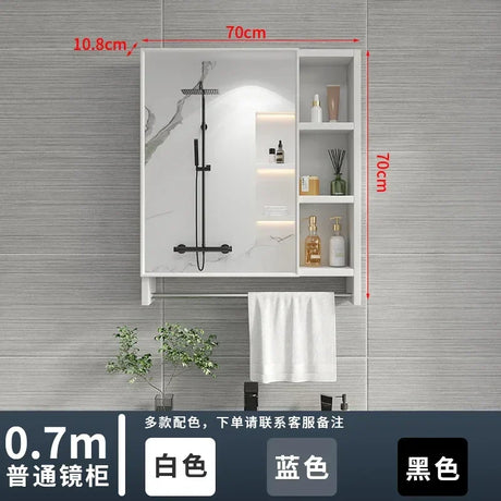 Italian Aluminum Alloy Smart Bathroom Mirror Cabinets Luxury Home Furniture Locker Wall-mounted Makeup Mirror with Storage Shelf