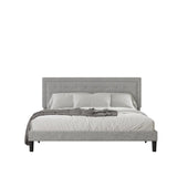 Light Grey Bed Frame with Adjustable Border Headboard King/Queen/Full Size，Bedroom double bed, adult and adolescent bed