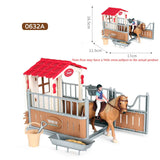 Oenux Farm House Model Action Figures Farmer Motorcycle Cow Hen Pig Animals Set Figurine Miniature PVC Cute Educational Kids Toy