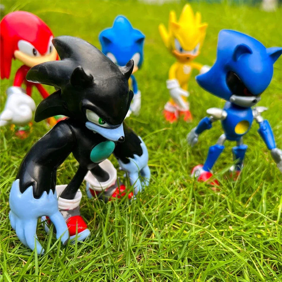 5pcs Set Cute Sonic PVC Character Toy Hedgehog Shadow Tail Figure 14cm Model Dolls Children Animal Toy Birthday Gift