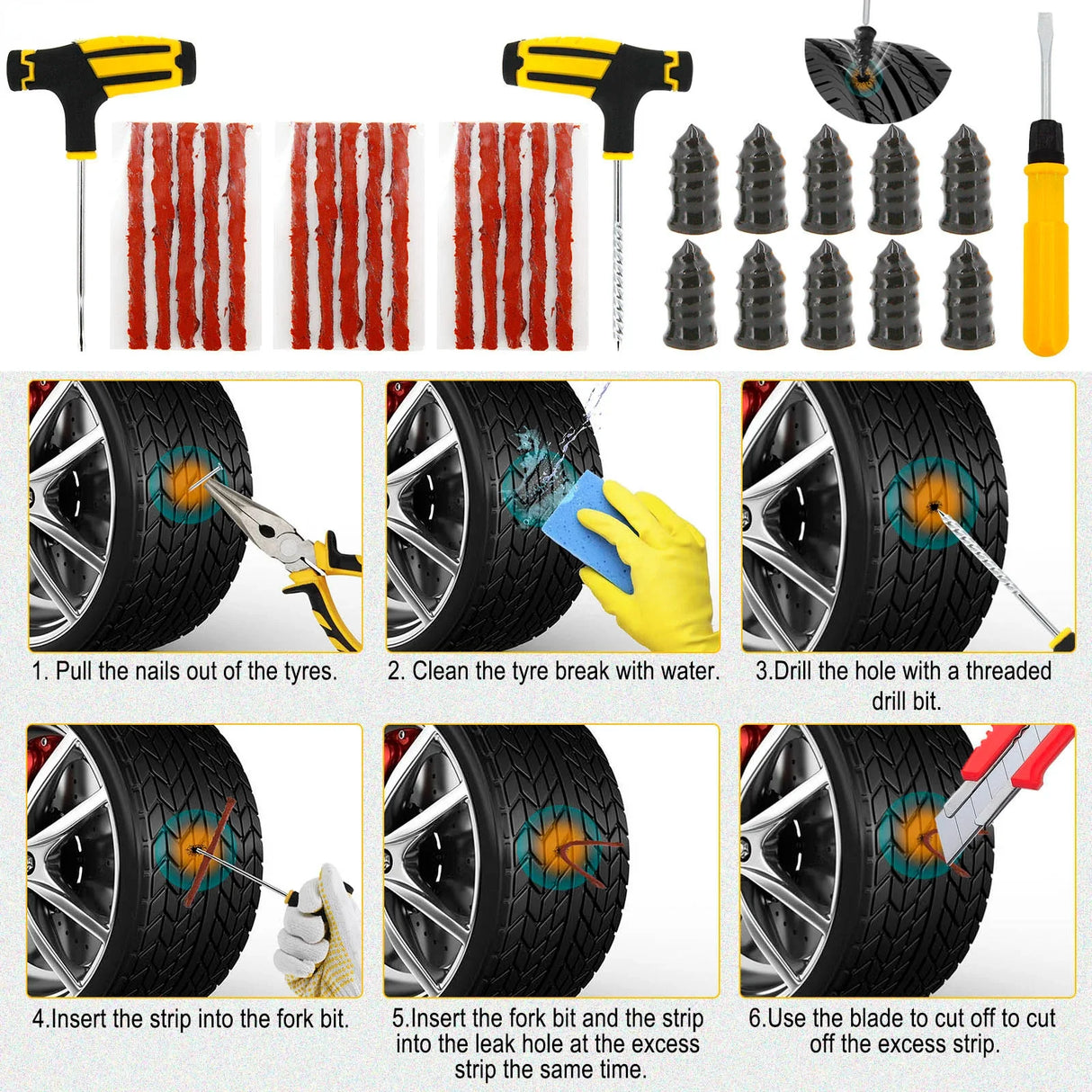 New Car Tire Repair Nail Screw Kit Rubber Floor Lifting Jack Pad Axle Stand Adapter Pucks Tool Chassis For Tesla Model 3 S X Y