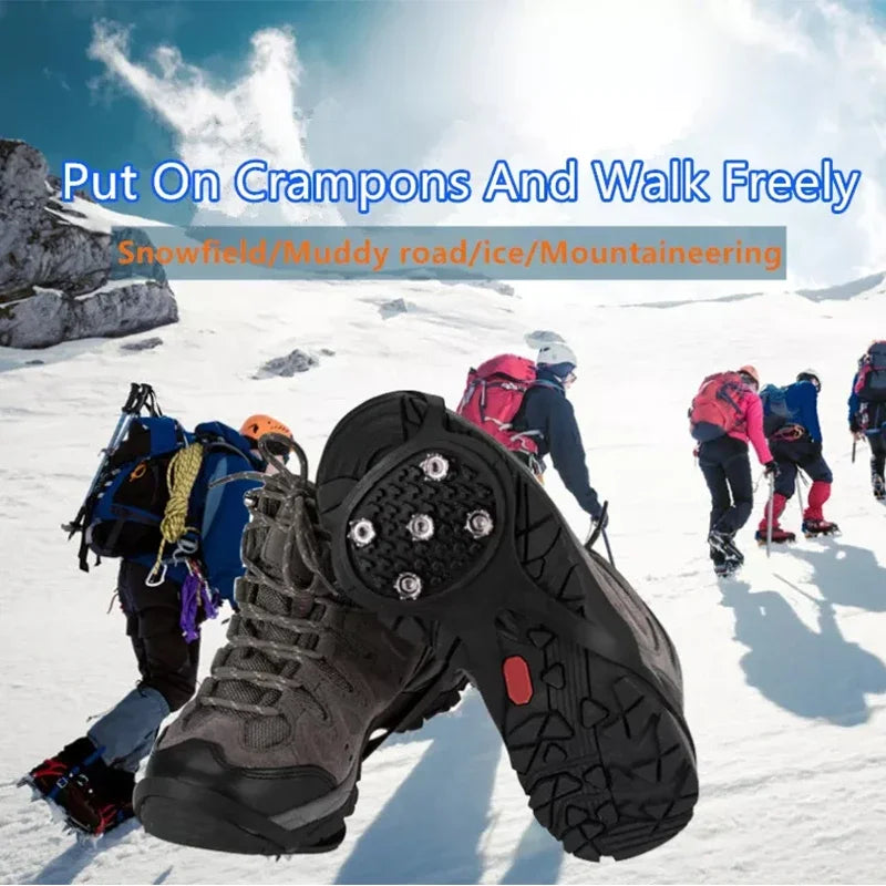 2pcs Ice Claw Outdoor Snow Anti Slip Shoes Cover Spikes Grips Crampon Cleats Shoe Nail Mountaineering Ski Equipment Boots Covers