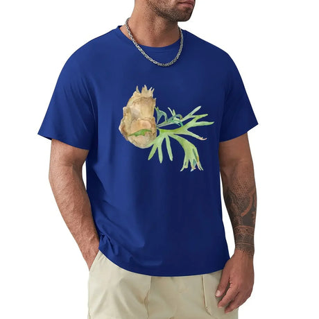 Staghorn Fern. Watercolor painting. Hand painted illustration. T-Shirt oversized plain mens graphic t-shirts hip hop