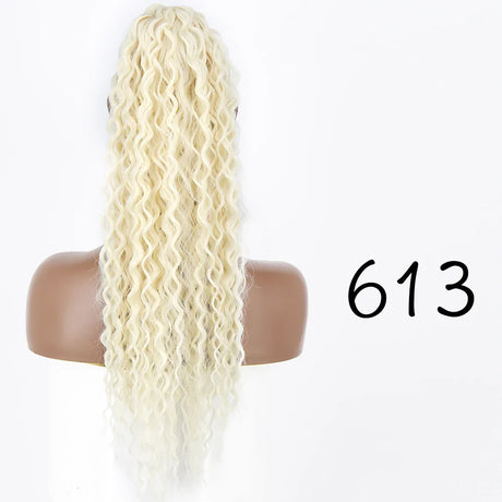 Synthetic Curly Ponytail Extensions Clip In Drawstring Ponytail Wig Long 26Inch Water Wave Afro Pony Tail Women Hairpiece False