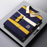 Brand Business Long Sleeve Polo Shirts Men Clothes 2023 Striped Tops Lapel Luxury Clothing Fashion Embroidered Men's Golf Wear