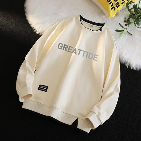 Sweatshirts for Men Round Neck Hip Hop Streetwear Hoodies No Hood Men Clothing 2024 Brand New Long Sleeve Shirts Casual