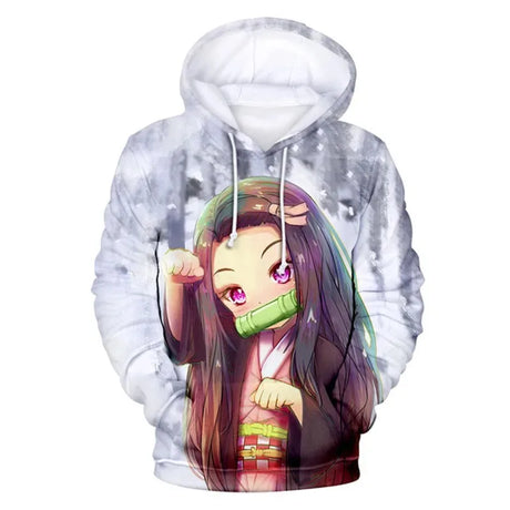 Anime Demon Slayer Hoodies Kamado Nezuko 3D Print Men Women Plus Size Pullover Hooded Sweatshirts Streetwear Tops Clothing