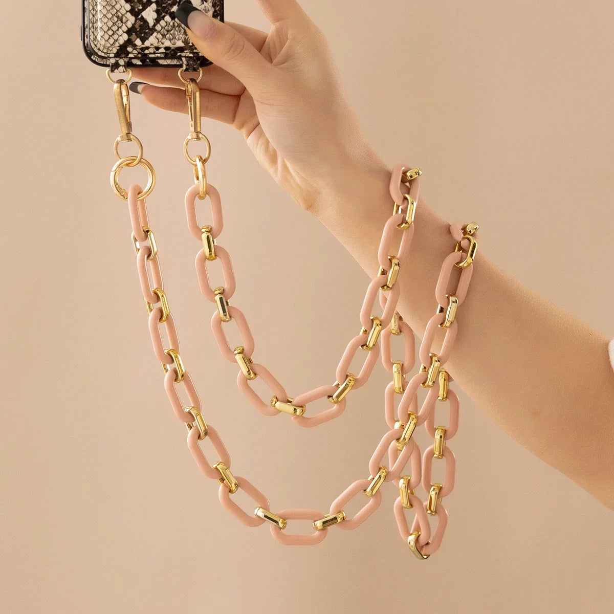 Fashion 120cm Telephone Strap Long Style Acrylic Slant Hanging Crossbody Phone Chain Women Anti-Loss Cellphone Jewelry Accessory