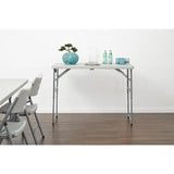 Resin Multipurpose Rectangle Table Bar Tables, 4-Feet Long, Height Adjustable, Center Folding Table, Light Gray