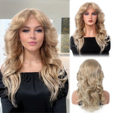 Ombre Blonde Lace Front Women Wigs 6X4X0.5 T Part Lace Curly Wigs with 150% Density Middle Part Synthetic Hair for Womens Lady L