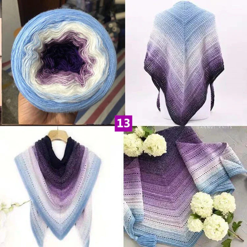 300g Cake Gradient Color Crocheted Shawl Blanket DIY Hand Knitted Cotton Blended Yarn