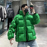 Winter Men's Cotton Padded Jacket Puffer Loose Solid Warm Coats Long Sleeve Criss Cross Stand Collar Thick Parka For Male