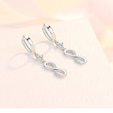 Trendy Female Wedding Jewelry 925 Sterling Silver Needle 8-shaped Infinity Zircon Earrings For Women Long Tassel Earrings Gift