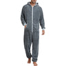 Men's Hooded Jumpsuit Pajamas Long Sleeve V Neck Zip Up Romper Pants Fall Winter Warm Loungewear Sleepwear