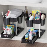 2 Tier Under Sink Organizer For Bathroom Kitchen Storage Sliding Drawer Pull Out Under Sink Cabinet Organizers Kitchen Organizer