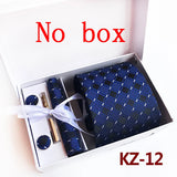 Ties For Men Luxury Tie Set Gift Box Jacquard Necktie Pocket Square Clip Cufflinks Handkerchief Corbata