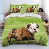 Cartoon Pitbull Dog Comforter Bedding Set,Duvet Cover Bed Set Quilt Cover Pillowcase,King Queen Size Bedding Set for Adult Child