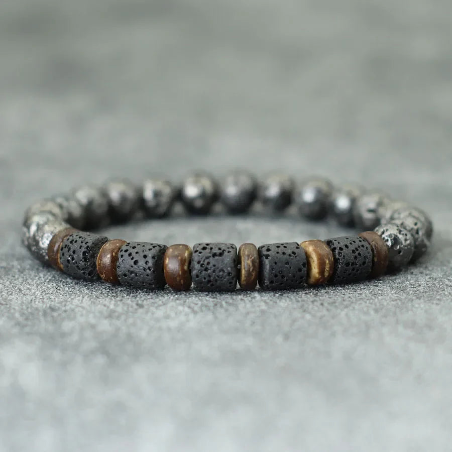 2024 New Natural Volcanic Rock Bracelet For Men Meditation Coconut Bead Braslet Leisure Accessories Gifts For Boyfriend Pulseria