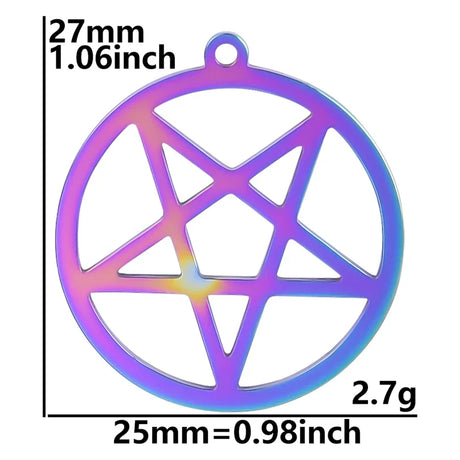 5pcs Hollow Round Pentagram Charm for Jewelry Making Supplies Stainless Steel Five-Pointed Star Pendant DIY Handmade Accessories