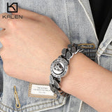 KALEN Stainless Steel Wolf Head Cuban Chain Bracelet Punk Strong Man‘s Heavy Bracelet Personalized Vintage Wirst Jewelry Gift