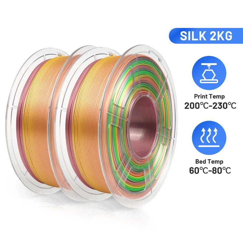 2KG PLA SILK Filament 1.75mm PLA Plus SILK 3D Printer Filament Print-rite CoLiDo High Gloss 3D Printing Materials