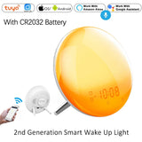 WiFi Smart Wake Up Light Workday Clock Sunrise Sunset Simulation 4 Alarms Works with Alexa Google Home Tuya App Remote Control